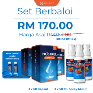 Set lengkap Nostrel – 3 kapsul & 3 spray untuk rawatan resdung, semput dan nafas berbau